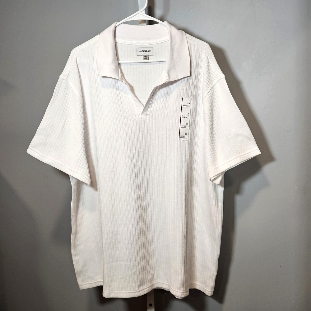NWT Goodfellow & Co Size XXL Ribbed Pullover White Top w/Johnny Collar